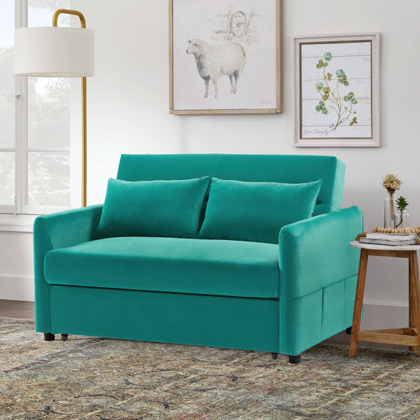 Latitude Run® Ricaria 57" Velvet Square Arm Sofa Bed Wayfair